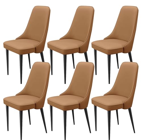 Juego de 6 sillas de Comedor as con Laterales tapizados y Asiento Acolchado, Patas de Metal para Sala de Estar y Cocina (marrón)