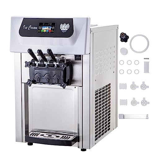 Máquina comercial de helado suave 3 sabores con preenfriamiento, comercial de mesa de 200w con panel inteligente Lcd,Potente y eficiente