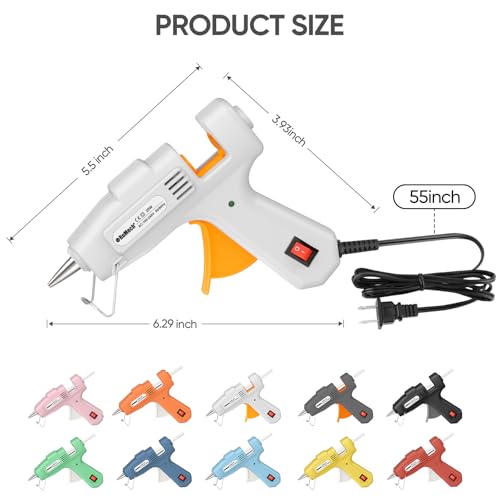 Image of ROMECH 20W Mini Hot Glue Gun with 30 Glue Sticks Set, Fast Preheating Hot Glue Gun Kit Heavy Duty Gluegun for Craft, DIY, Repairs (White)