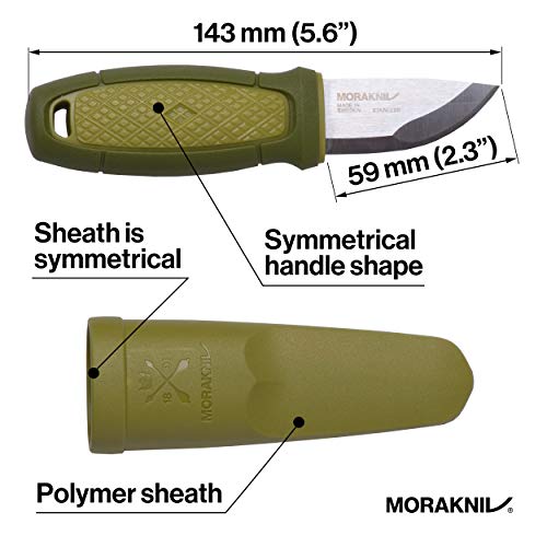 Morakniv Faca de bolso Eldris com lâmina de aço inoxidável Sandvik e bainha de plástico, verde, 5,5