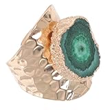 UPKOCH Anillo Chapado Oro Cristal Natural Verde Diseño Irregular y Elegante Anillo Sencillo Dedo Joyería Femenina Chic para Mujer Adecuado para Ocasiones Obsequios y Uso Diario