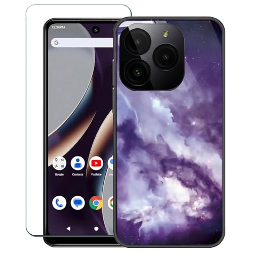 Covthch for Bold K10 K0110WW Case with Screen Protector, Purple Starry Sky Design Slim Fit Ultra Thin Silicone Rubber Soft TPU Bumper Exquisite Stylish Durable Case for Bold K10 /BLU Bold K10 2024