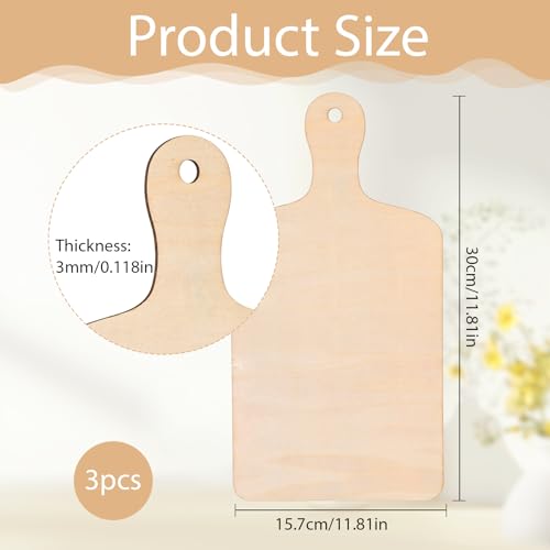 3 tablas de madera para cortar con mango, pack miniatura 2