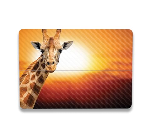 Image of MightySkins Carbon Fiber Skin Compatible with Microsoft Surface Laptop Studio 2 (2023) Full Wrap Kit - Sunset Giraffe | Protective Durable Textured Carbon Fiber Finish | Made in The USA