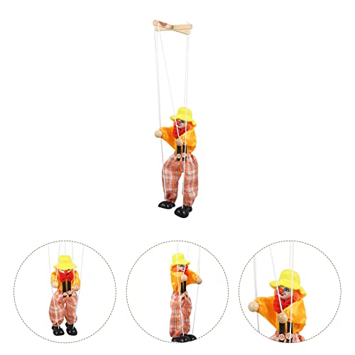 Logofun Clown Marionette Puppet Wooden Clown Pull String Puppet Funny Marionette Toys Performance Props #TOP3