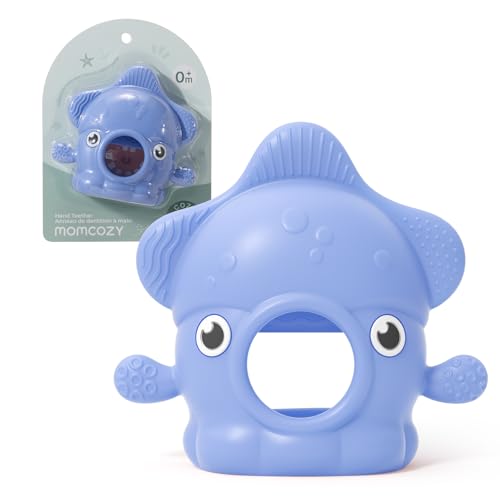 Image of Momcozy Baby Teething Toys, Food Grade Silicone Baby Teether for 0-12 Months, Baby Adjustable Teethers Mitten, Easy Grip Teething Relief with Multiple Chew Points,Sensory Exploration ,Sky Blue