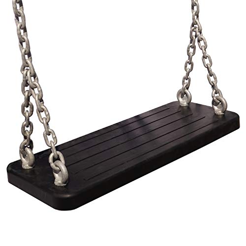 Garden Games Robuster, verstärkter schwarzer Gummi-Spielplatz-Schaukel mit Stahlketten