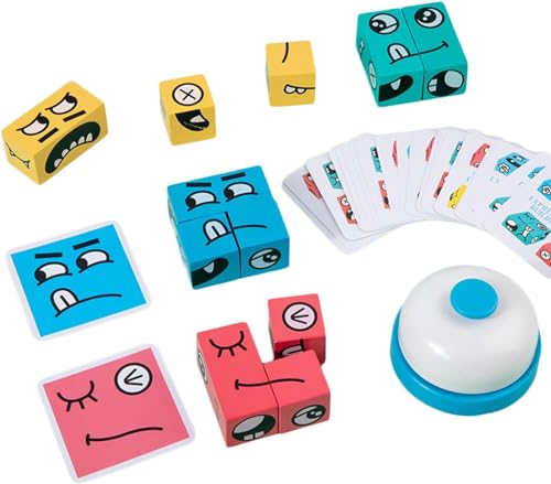 Image of SHINETOY 3D Magic Cube Puzzle with 24 Magnets | Infinity Cube Fidget Toy Transforms into 70+ Magnetic Shape Shifting | Stress Relief Brain Teaser Best Gift for Kids & Adults (Emoji Cube with Bell)