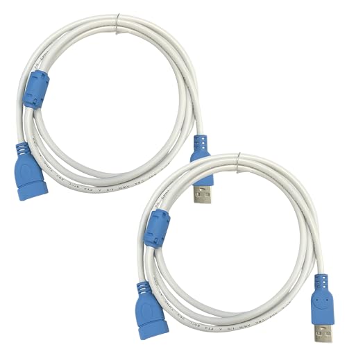 Image of 5M(16.40FT) USB 2.0 Male to Female Extension Cable, USB A Male to A Female Cable Cord Wire, PenDrive Extender for Tv, Pc, Hard Drive, Mouse Keyboard, Webcam, Scanner (White Pack 2)