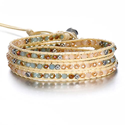Branets Bracelet en Perles pour Femme, Bracelet Multicouche Style bohémien avec Cuir Superposé de Handmade pour femmes et filles Cover