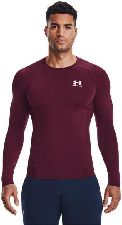 Under Armour HeatGear Armour Mens Long Sleeve 3XLT Maroon-White