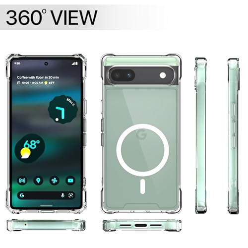 Image of Amazon Basics Back Cover for Google Pixel 6A 5G Mag-Safe Shockproof PC + TPU Protective Case Magnetic Support Bumper Case (Transparent Mag-Safe)