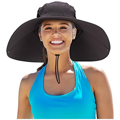 Leotruny Women Super Wide Brim Sun Hat UPF50+ Waterproof Bucket Hat for Fishing, Hiking, Camping (C03-dark Gray) Cover