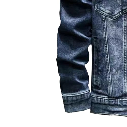 JEKE-DG Men's Distressed Denim Hoodie Jacket Button Up Washed Casual Jean Coat Long Sleeve Trucker Hooded Jackets4