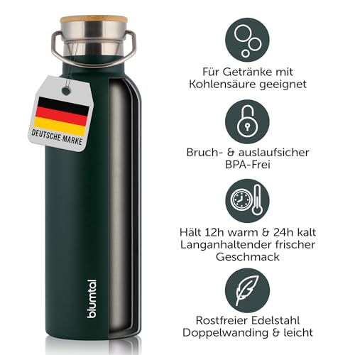 Blumtal Thermosflasche 1L - doppelwandige Trinkflasche Edelstahl 1L - Isolierflasche 1L BPA frei - Edelstahl Trinkflasche - Teeflasche… – Ansicht 3