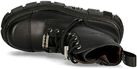 New Rock M-NEWMILI083-S21 TOWER COMBAT BOOTS Black Leather Platform Biker Shoes 45 | Image 7