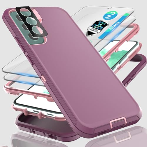 Coque Samsung S22 avec verre trempé anti-traces et film objectif photo