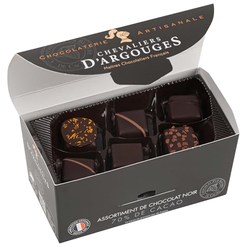 CHEVALIERS D'ARGOUGES Maîtres Chocolatiers Français Assortiment de Chocolats Noir 70% Ballotin Dégustation...