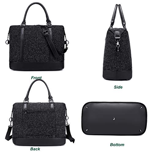 Womens Travel Weekend Bag Overnight Carry on Shoulder Duffel Beach Tote Bag (Black)