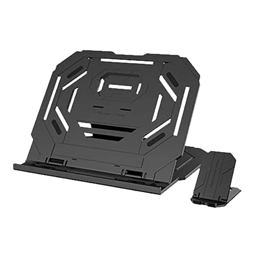 Image of URBAN KINGS Abs Plastic Laptop Stand & Mobile Phone Holder for Desk, Adjustable 10 Angle Laptop Riser for Laptops MacBook Pro and Air 13 inch 14 inch 15.6 inch 17 inch, Desktop Ergonomic (Black)