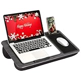 LAPGEAR Home Office Lap Desk with Device Ledge, Mouse Pad, and Phone Holder - Gray Woodgrain - Fits up to 15.6 Inch Laptops - Style No. 91545