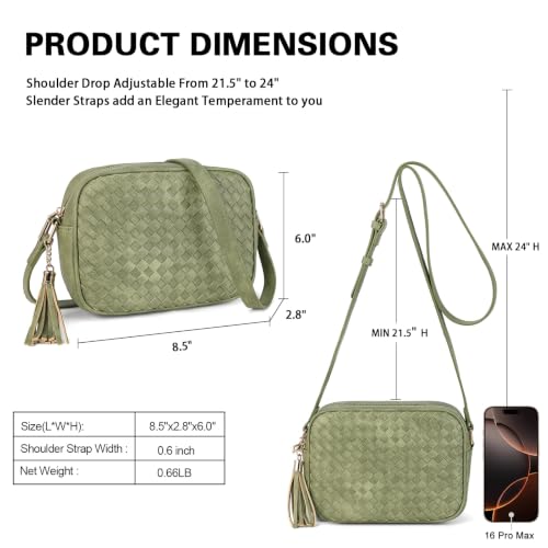 Image of AFKOMST Woven Crossbody Bags for Women Small Boho Purse with Roomy Space | Vegan Leather Camera Bag; Lightweight; Fits iPad mini, Long Wallet; Hands-Free Everyday