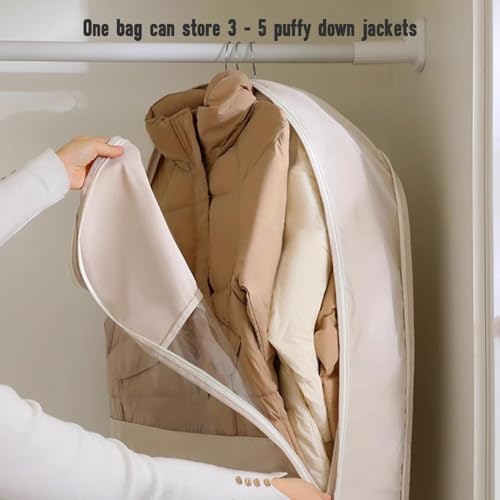 Space Saving Hanging Garment Bag with Self Compression Zipper, Space Saver Closet Organizer, Dust-Proof Coat Storage Bags for Wardrobes, RVs, and Small Apartments (Pink-Medium-1PC)4