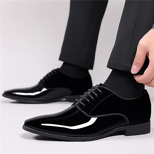 Men's Vintage High Gloss Dress Shoes Patent Leather Suede Oxford Formal Business Suit Tuxedo Shoes Men's Loafers4