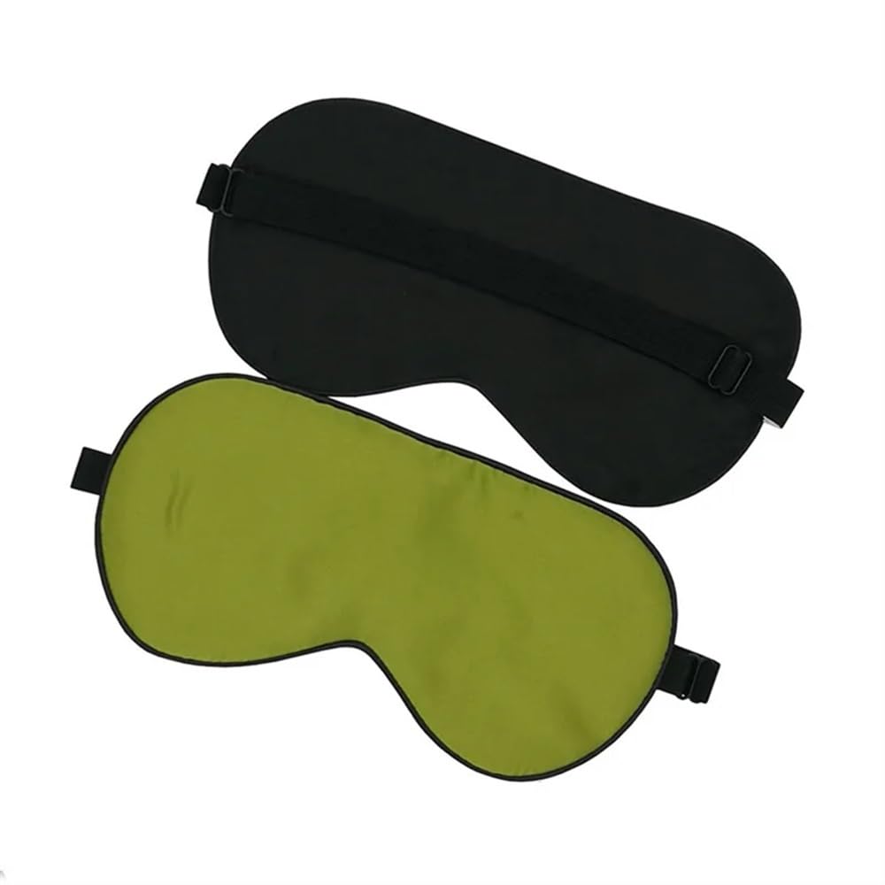 Mascherina per occhi in seta di gelso, per adulti, morbida, liscia, per dormire, fascia elastica (verde, 4 pezzi)