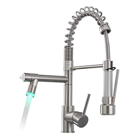 AIMADI Brushed Nickel Kitchen Faucet with LED Light Cover