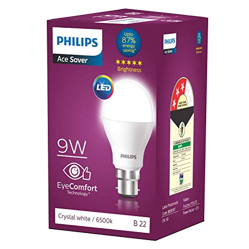 Image of Philips 9W LED Bulb Base B22 (Crystal White, Pack of 2)