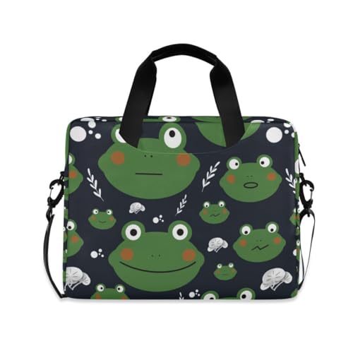 MiaoLD パソコンケース PCケース カエル 蛙 ブラック 黒 可愛い ノートPCインナーケース 15.6インチ A4対応 耐衝撃 超強保護 ノートパソコンバッグ ビジネスバッグ レディース メンズ 通勤 通学 出張 手揚げ ショルダー付き 男女兼用