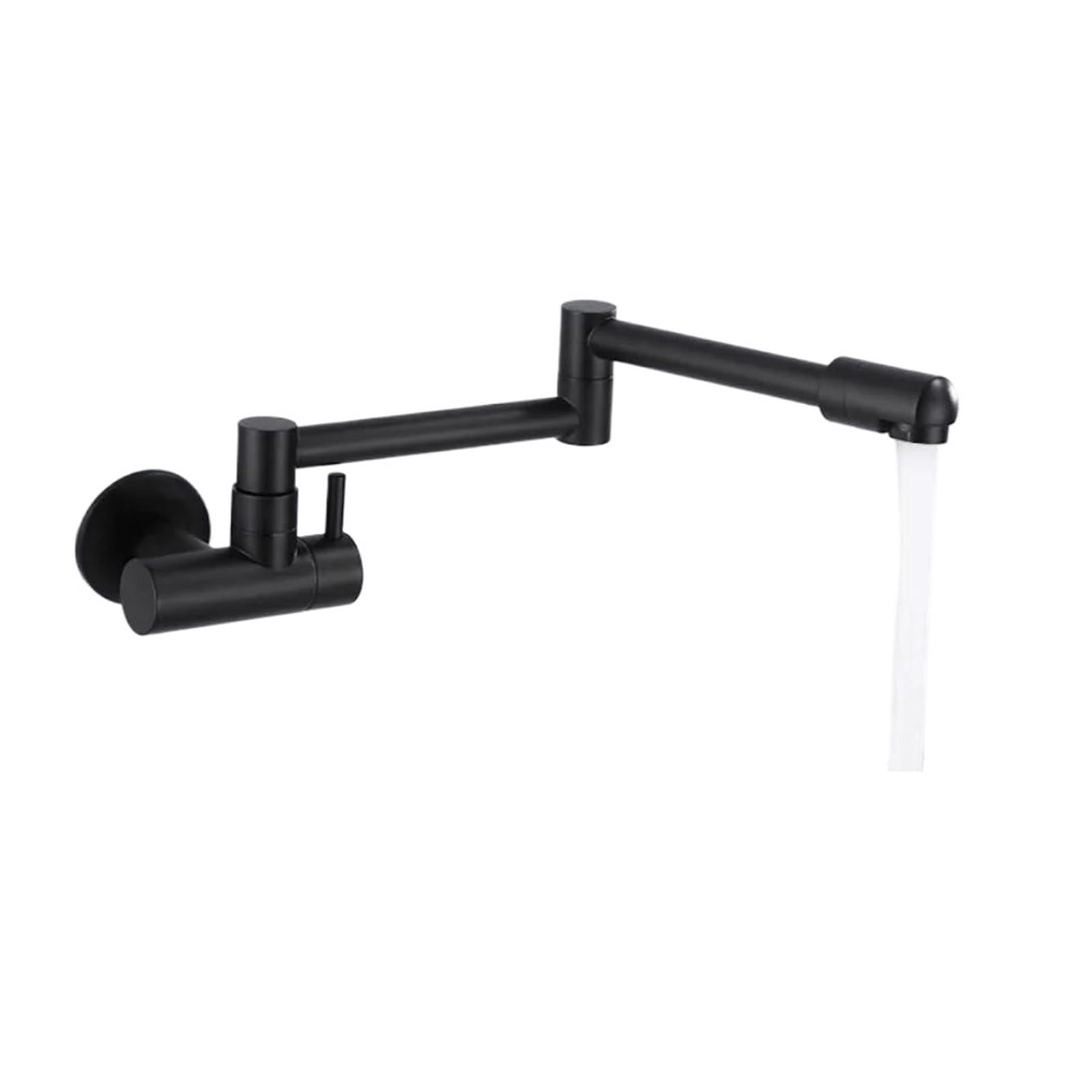 Ewsdsfs Black Pot Filler Faucet Commercial Wall Mount Stainless Steel Double Joint Swing Arm Kitchen Folding