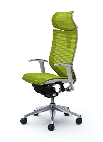 オカムラ オフィスチェア バロン 可動ヘッドレスト 可動肘 座メッシュ ライムグリーン CP81AW-FDH6