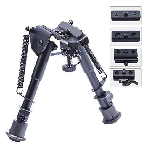 Pinty Aluminum Rifle Bipod with 6 inch to 9 inch Adjustable Legs, Works with Rifle Slings and Picatinny QD Mounting, Black
