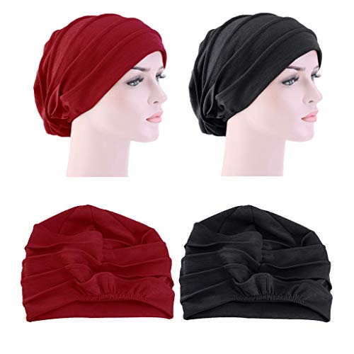 Gorro largo feminino F Fityle, 2 unidades, chapéu de malha de algodão de inverno confortável, chapéu