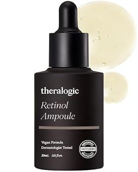 Retinol Ampoule - Korean Retinol Vitamin A Face Serum - Pore Tightening & Refinement Night Skincare - Dermatologically Tested, Vegan Formula, 1.01 fl.oz.
