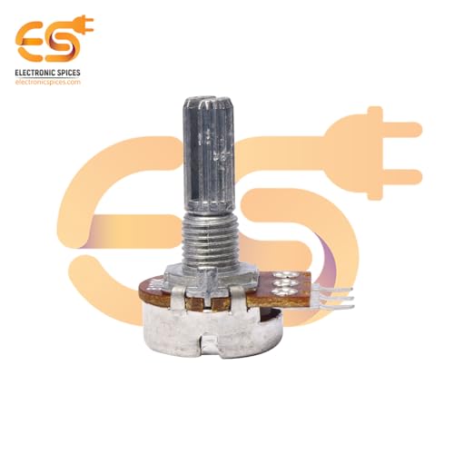 Image of Electronic Spices 50k 3 Pin 14mm Long Round Shaft Rotary Potentiometer Volume Pot 50K with Knob for Multiple Applications (Pack of 4)