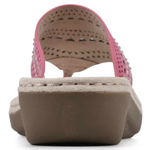 Image of CLIFFS BY WHITE MOUNTAIN Women's Comate Rhinestoned Mini Wedge Flip Flop Sandal
