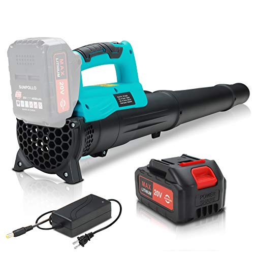 4000mAh Cordless Leaf Blower (1X Rechargeable Battery and 1X Charger Included), Electric Leaf Blower for Yard Cleaning, Powerful Light Battery Operated Leaf Blower for Leaf Snow Blowing, Blue