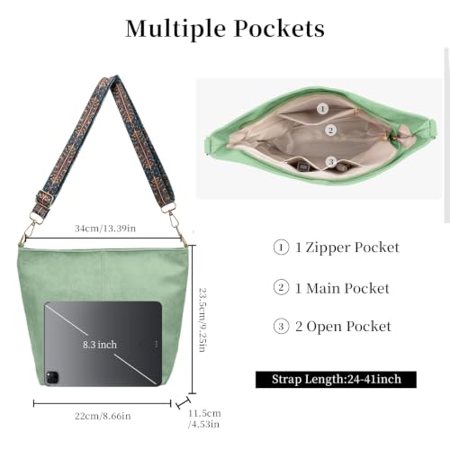 Image of Hobo Bags for Women Crossbody Bag Guitar Strap Purse Vegan Leather Shoulder Handbags Boho Purses Tote Bucket Bag