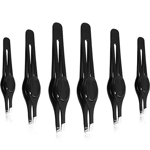 Baring 6 Pieces Tweezers Set Slant Eyebrow Tweezers Comfort Grip Slant Tip Tweezers