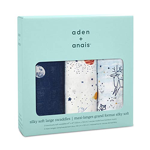 Image of aden + anais Silky Soft Swaddle Blanket, Ideal Newborn & Infant Swaddling Set, 3 Pack, Stargaze