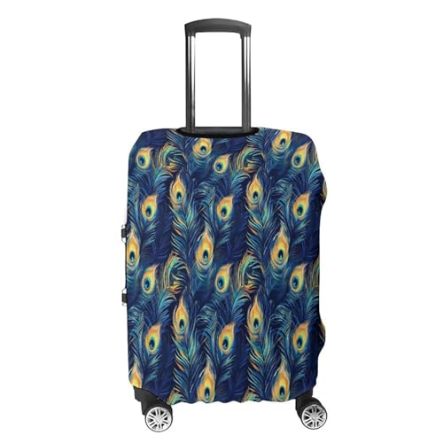 Peacock Feathers Travel Suitcase Protector Luggage Cover Protective Washable Anti-scratch Baggage Cover4