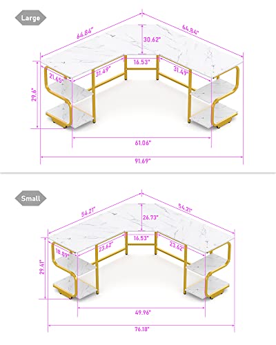 Image of L Shaped Desk with Shelves,64.84 inch Large Gaming Corner Desk for Home Office