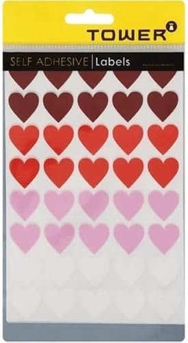 Tower Valentine's Hearts Self-Adhesive 160 Stickers, Multicolor