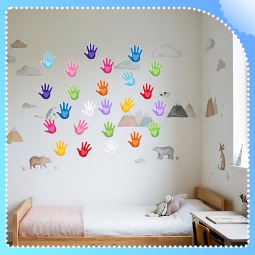 Image of Kisston 360 Pcs Hands with Heart Cutouts Paper 3.9 Inch Assorted Color Die Cuts for DIY Craft Projects School Classroom Bulletin Board Decor