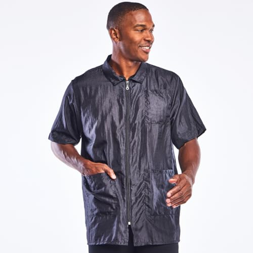 Betty Dain Nylon Barber Jacket, Short-Sleeves, Water Resistant, Machine Washable Lightweight Crinkle Antron Nylon2