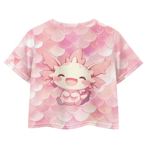 Image of Girls Crop Tees Crew Neck Casual Short Sleeve T Shirts Kids Loose Soft Comfortable Tees Blouses Shirt for Little Girl