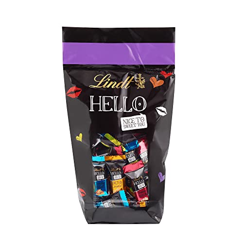 Lindt Hello Mini Stick Mix Beutel, 4 Sorten gefüllte Alpenvollmilch, Geschenk, Schokolade, 600 g